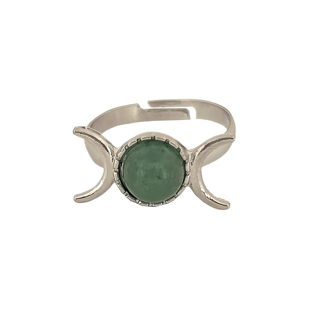 Adjustable Ring, 0.5cm Gemstone, Green Aventurine