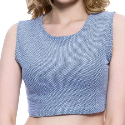 Pastel Blue Crop Top With Buttons