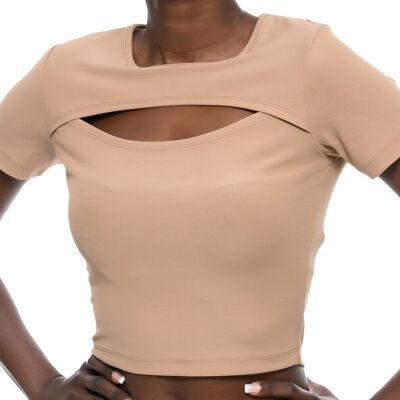 Nude Chest Ribbed Top