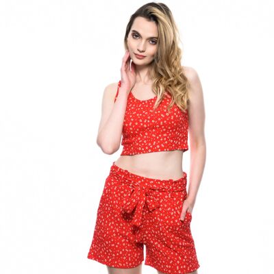 Candy Red Cropped Two Piece Set