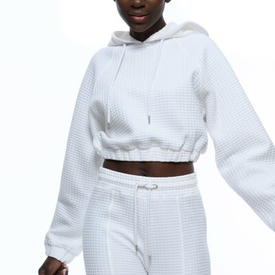 Textured Crop Hooded Tracksuit