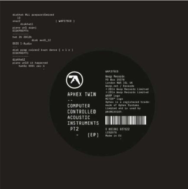 Aphex Twin LP Vinile - Strumenti acustici controllati dal computer Pt 2 Ep
