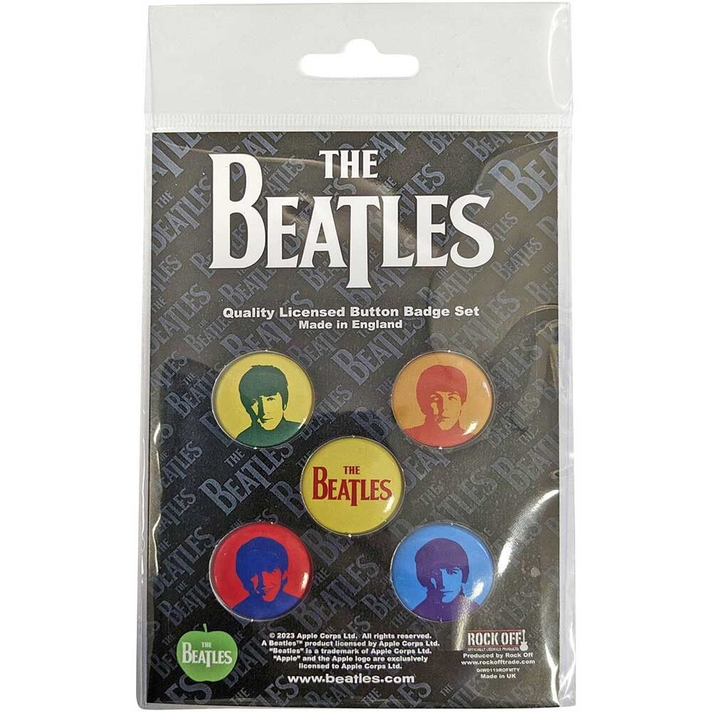 Spilla in plastica dei Beatles - J,P,G&R colorata
