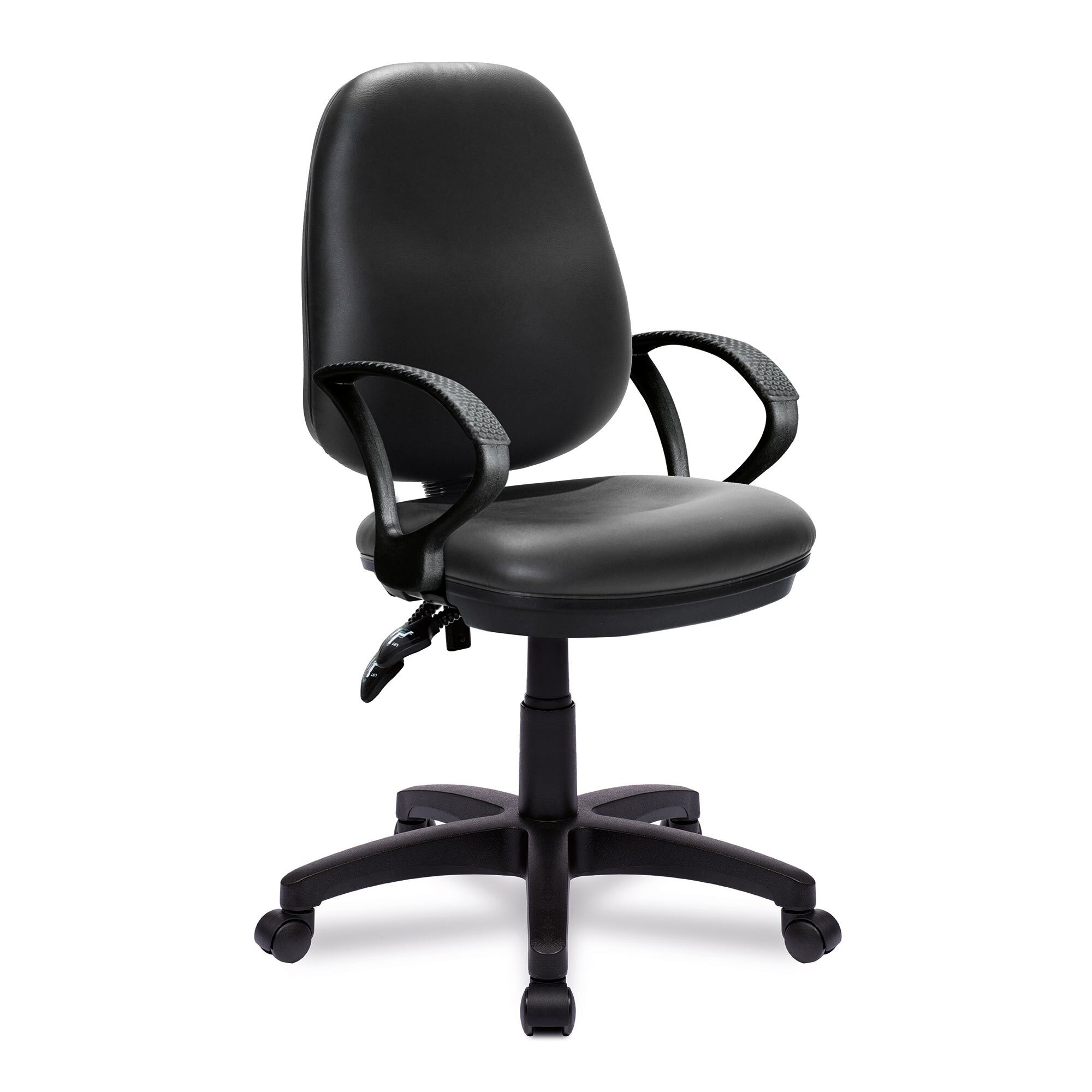 Java 200 - Medium Back Vinyl Operator Chair - Twin Lever with Fixed Arms