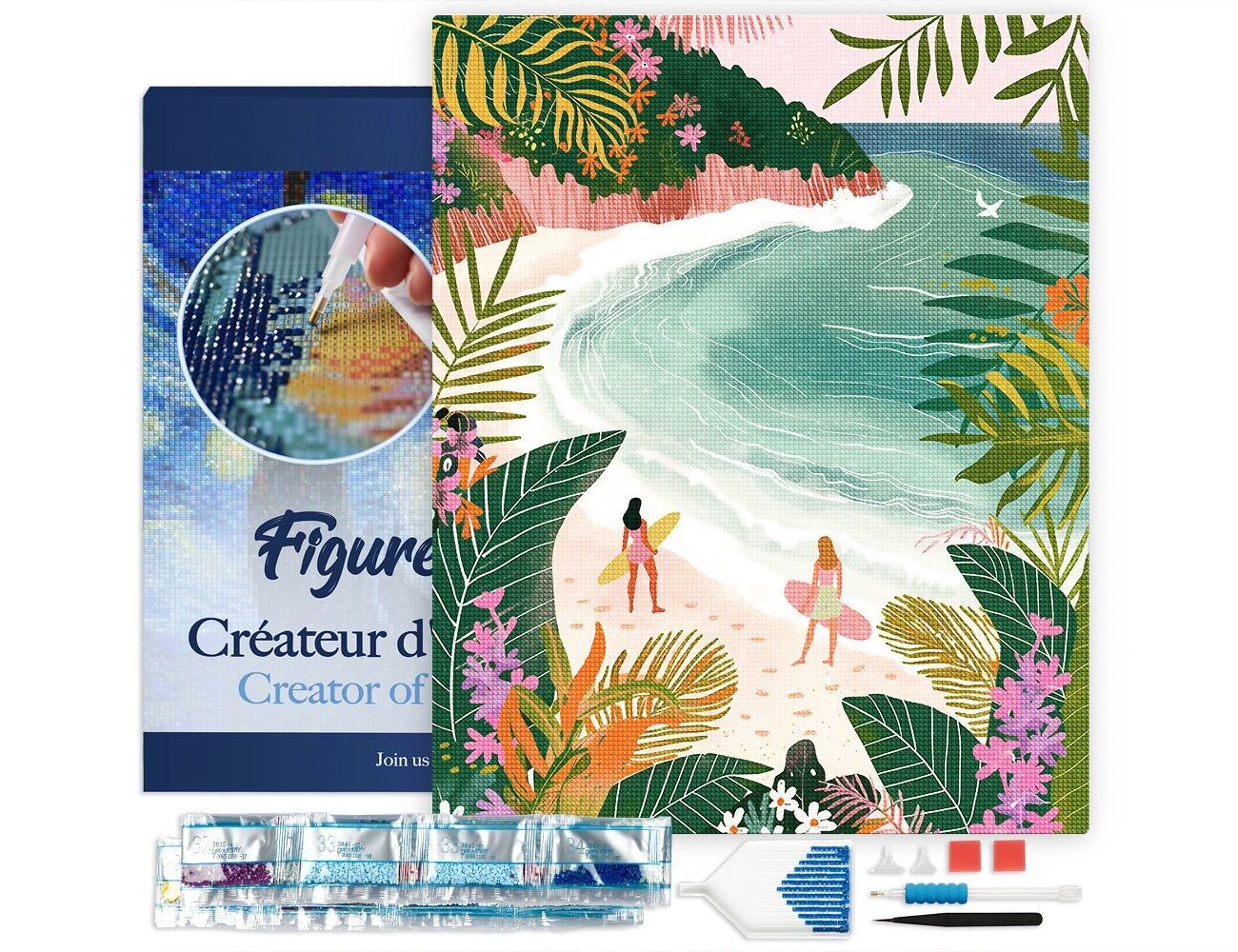 Ricamo diamante - Tela Tropical Bay 40x50 cm tesa su telaio