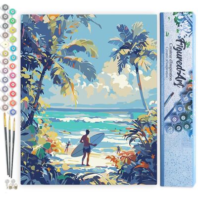 Kit de pintura por números: Día soleado en la playa - Lienzo enrollado