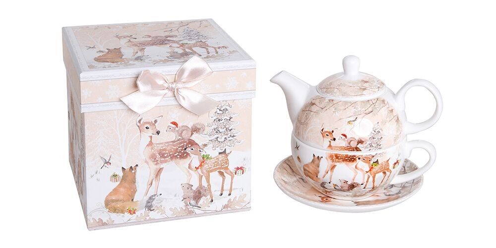 Keramik-Set ‚XMAS‘ bestehend aus einer 250ml Teekanne und einer 230ml Tasse.LM-851