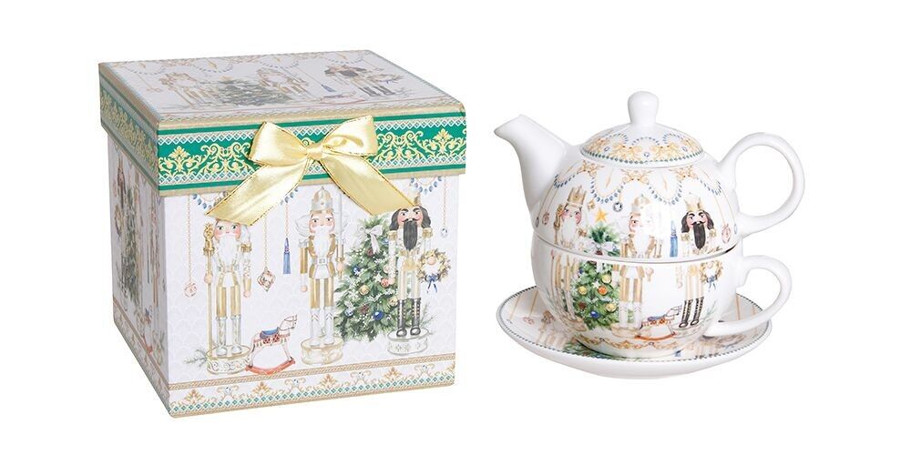 Keramik-Set ‚XMAS‘ bestehend aus einer 250ml Teekanne und einer 230ml Tasse.LM-853