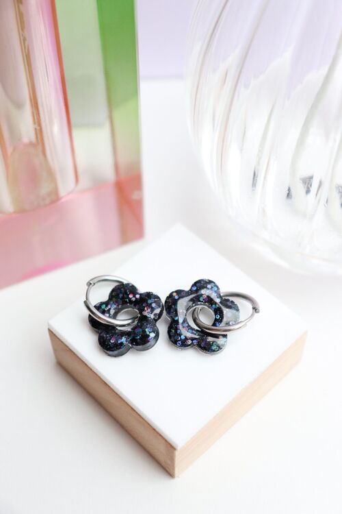 Boucles d'oreilles Isabelle L Paillettes noires