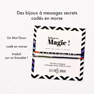 Pulsera código morse mezcla de colores "Believe in Magic"