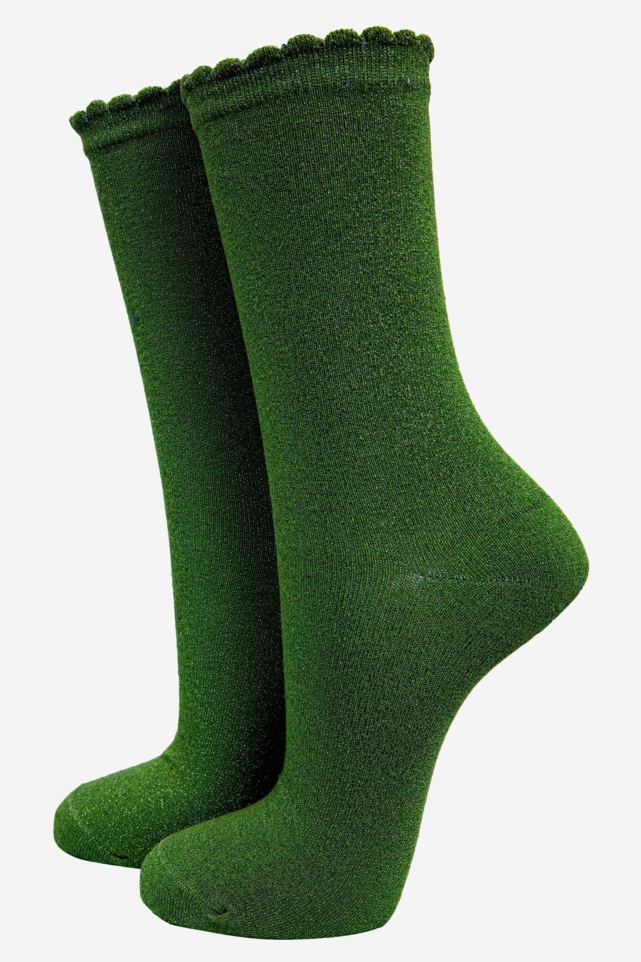 Glitzersocken für Damen - Khaki