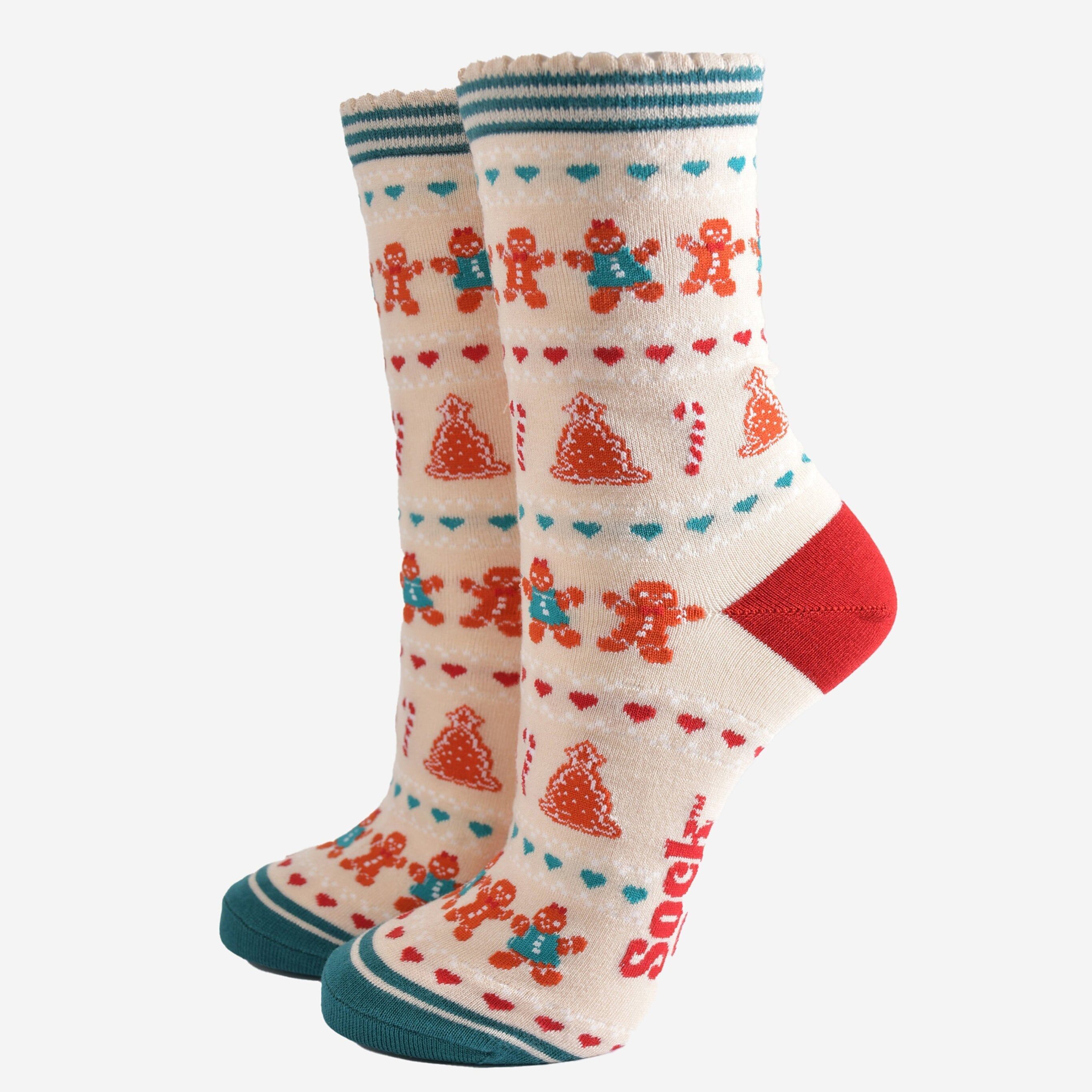 Bambussocken für Damen - Creme/Grün, Lebkuchen Fair Isle