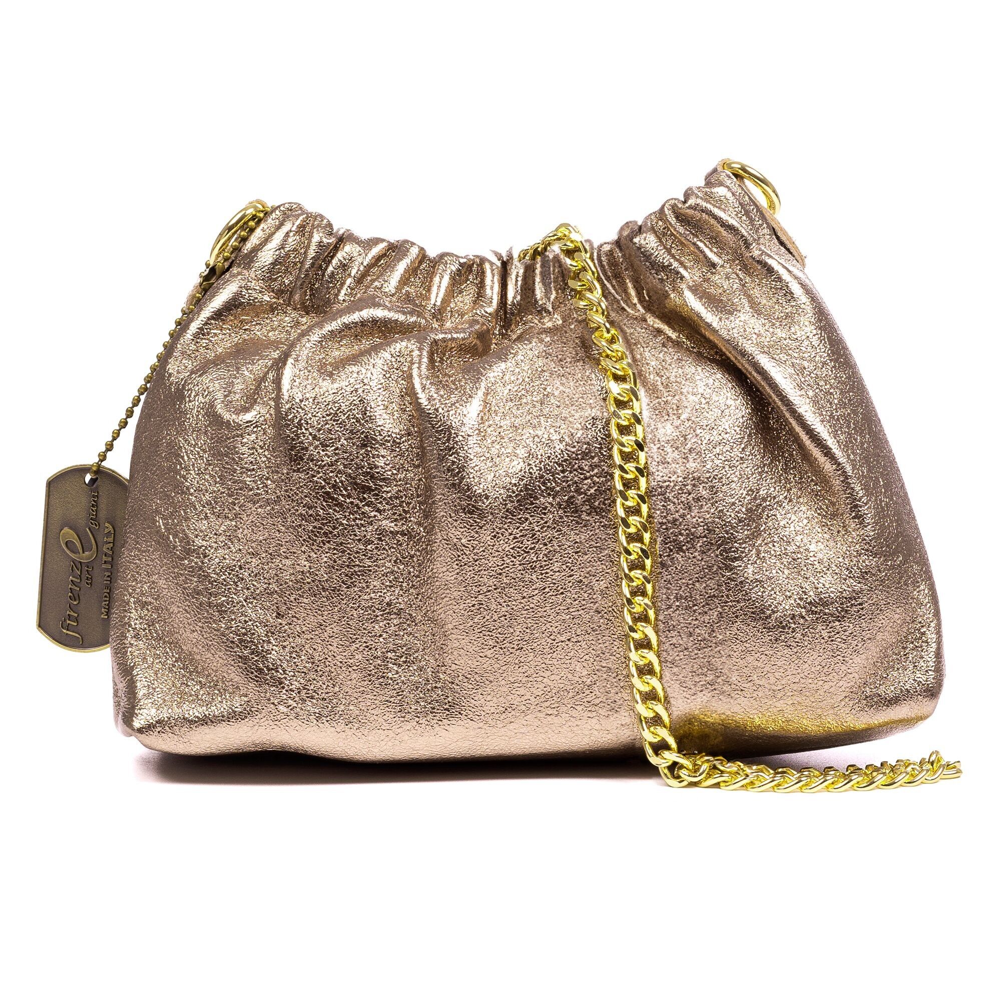 Ascea Umhängetasche aus laminiertem Echtleder mit Metallriemen