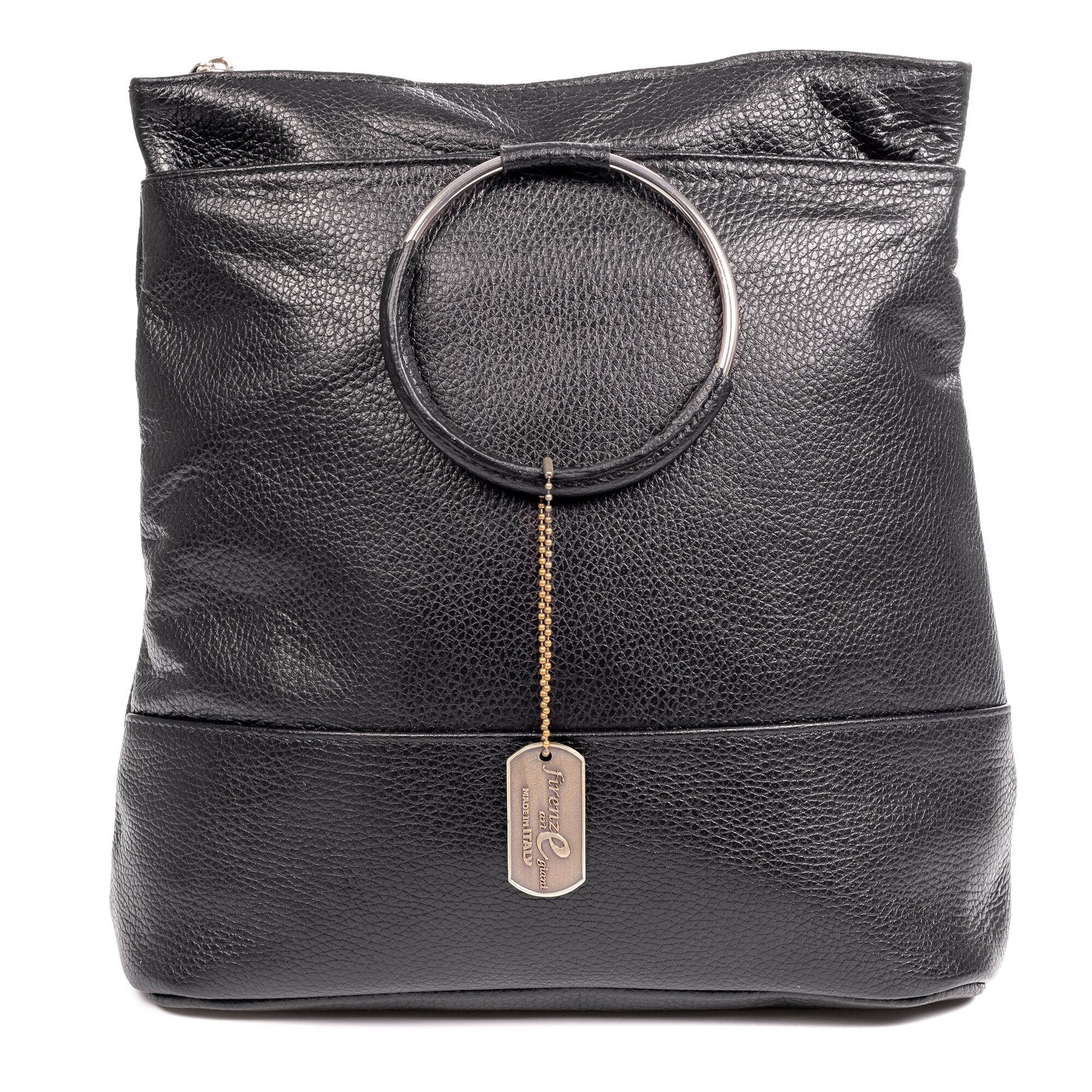 Arzago Dollaro-Rucksack aus echtem Leder mit exklusivem Metallring-Designgriff.