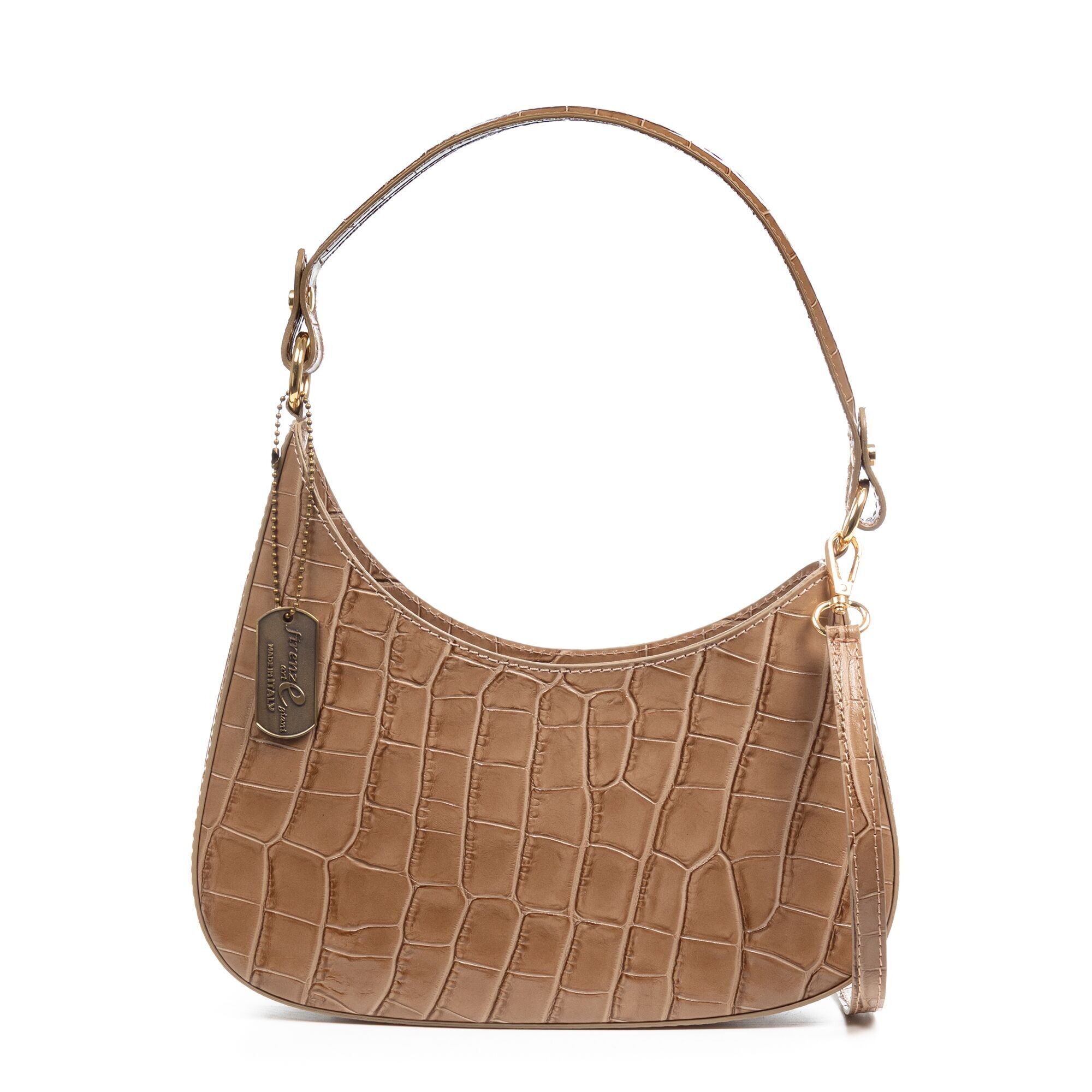 Angolo women's shoulder bag. Genuine leather with Crosta snake-embossed finish.
