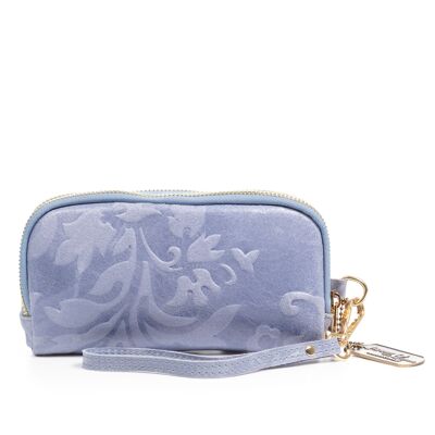 Arnara women's wallet. Genuine Suede leather with vegetal print.