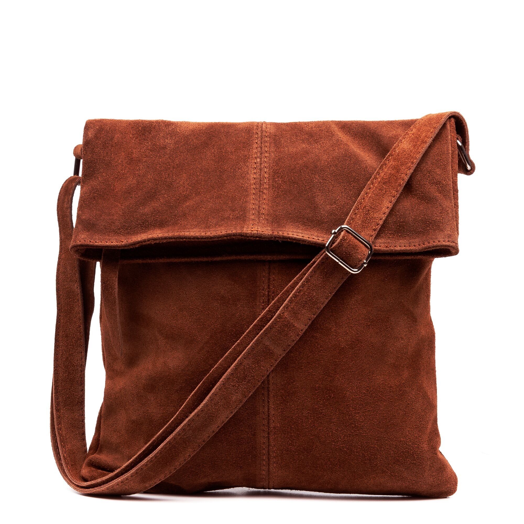 Borsa a tracolla da donna Airuno. Vera pelle scamosciata