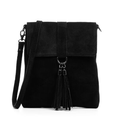 Borsa a tracolla da donna Scolastica.Vera pelle scamosciata