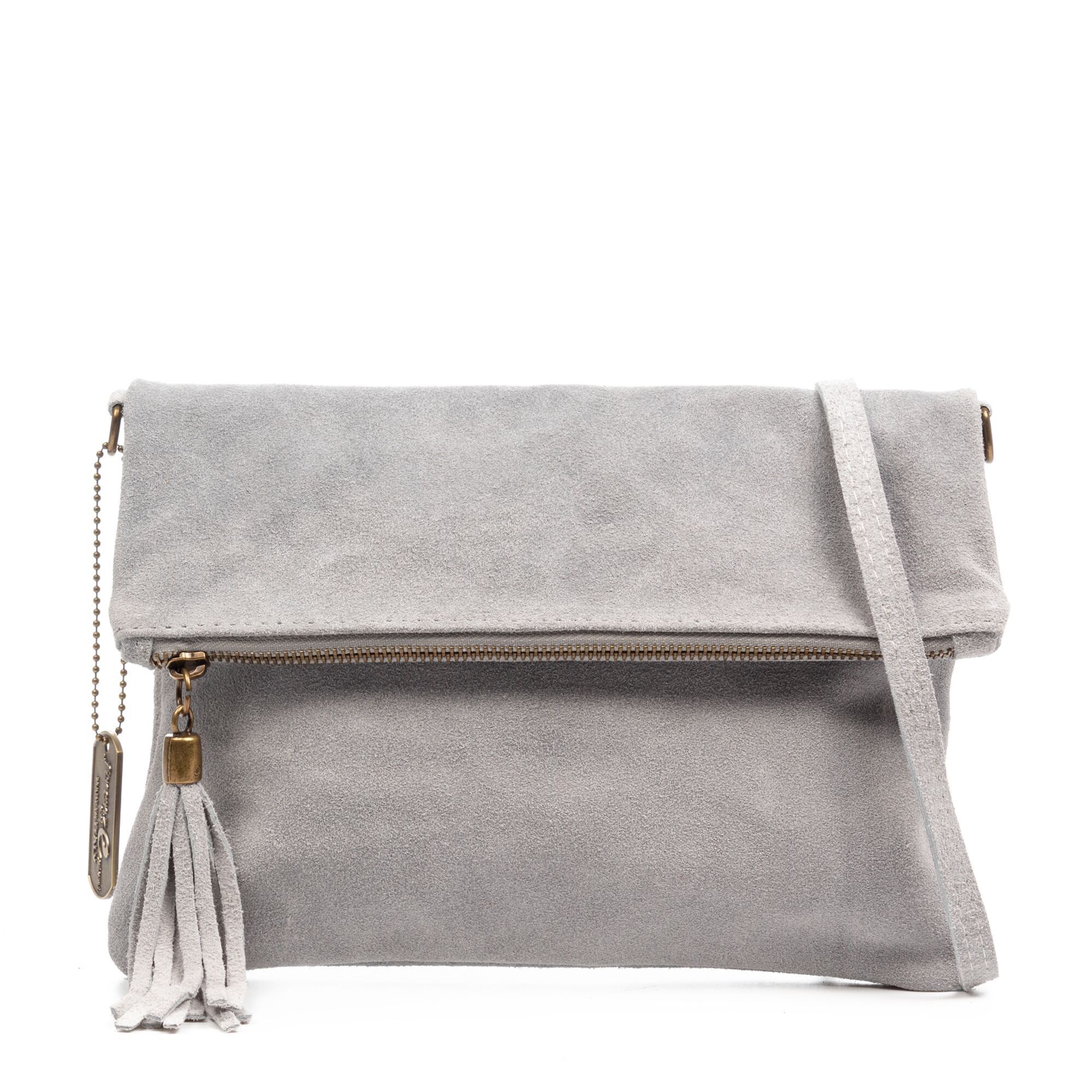 Borsa a tracolla da donna Alzano. Vera pelle scamosciata.