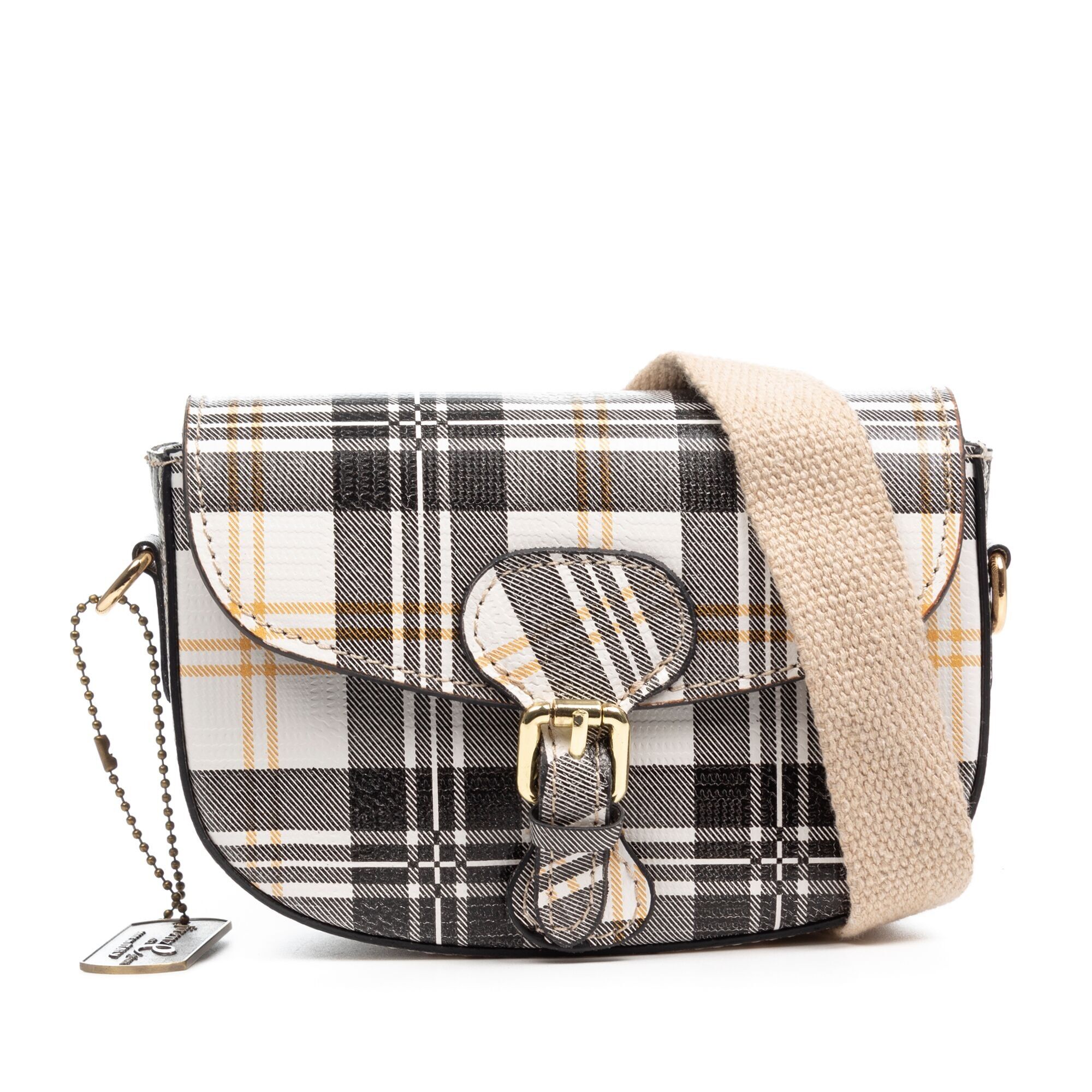 Annone Damen-Umhängetasche. Echtes Ruga-Leder mit schottischem Karomuster.