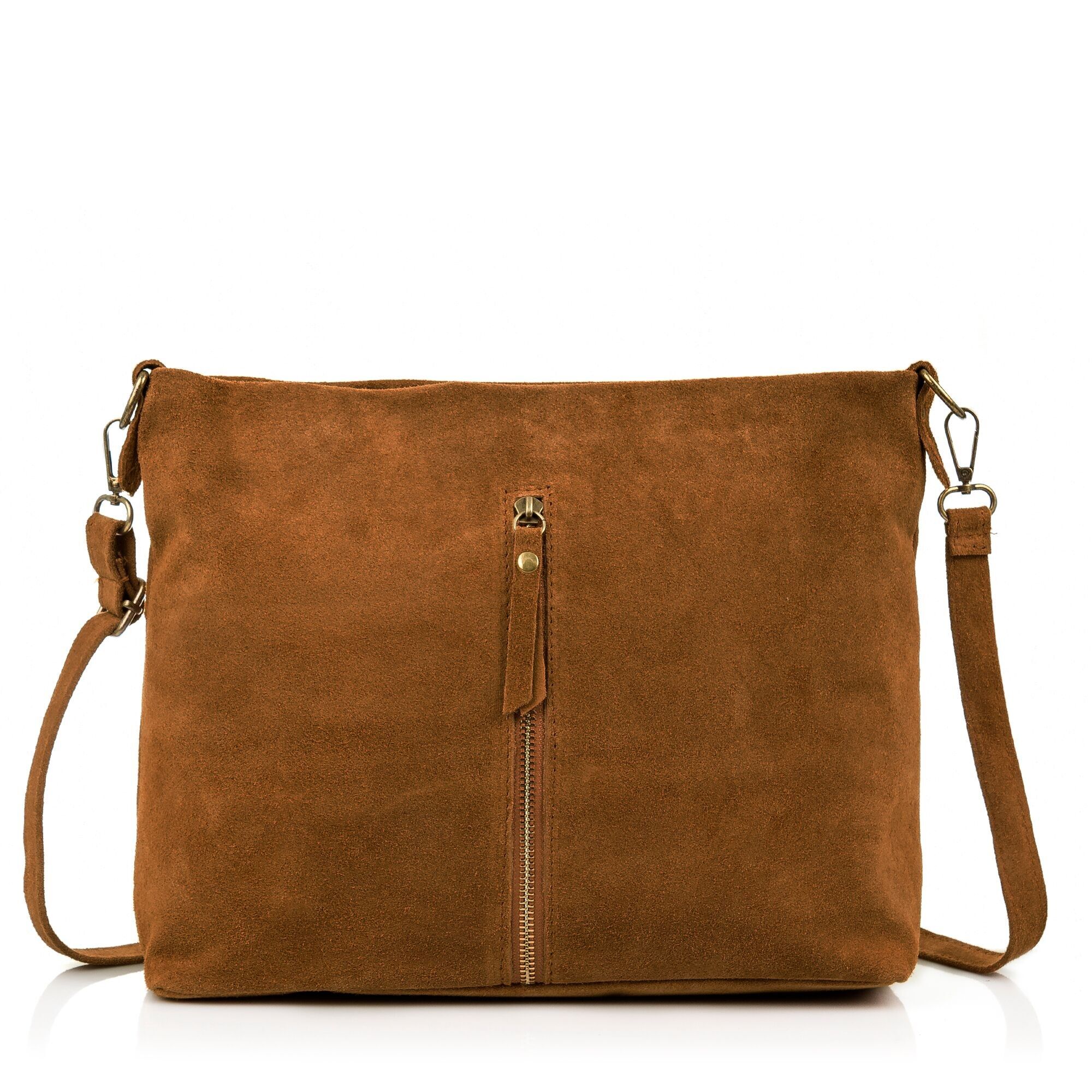 Borsa a tracolla da donna Mareta. Vera pelle scamosciata.