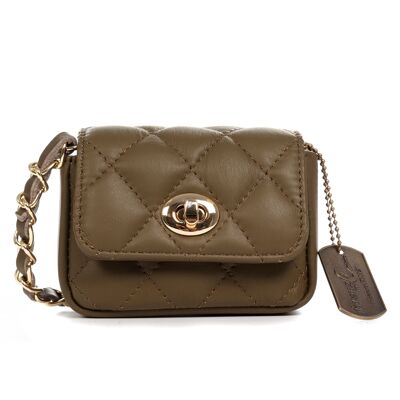 Ancarano mini women's shoulder bag.Genuine leather with quilted Sauvage finish