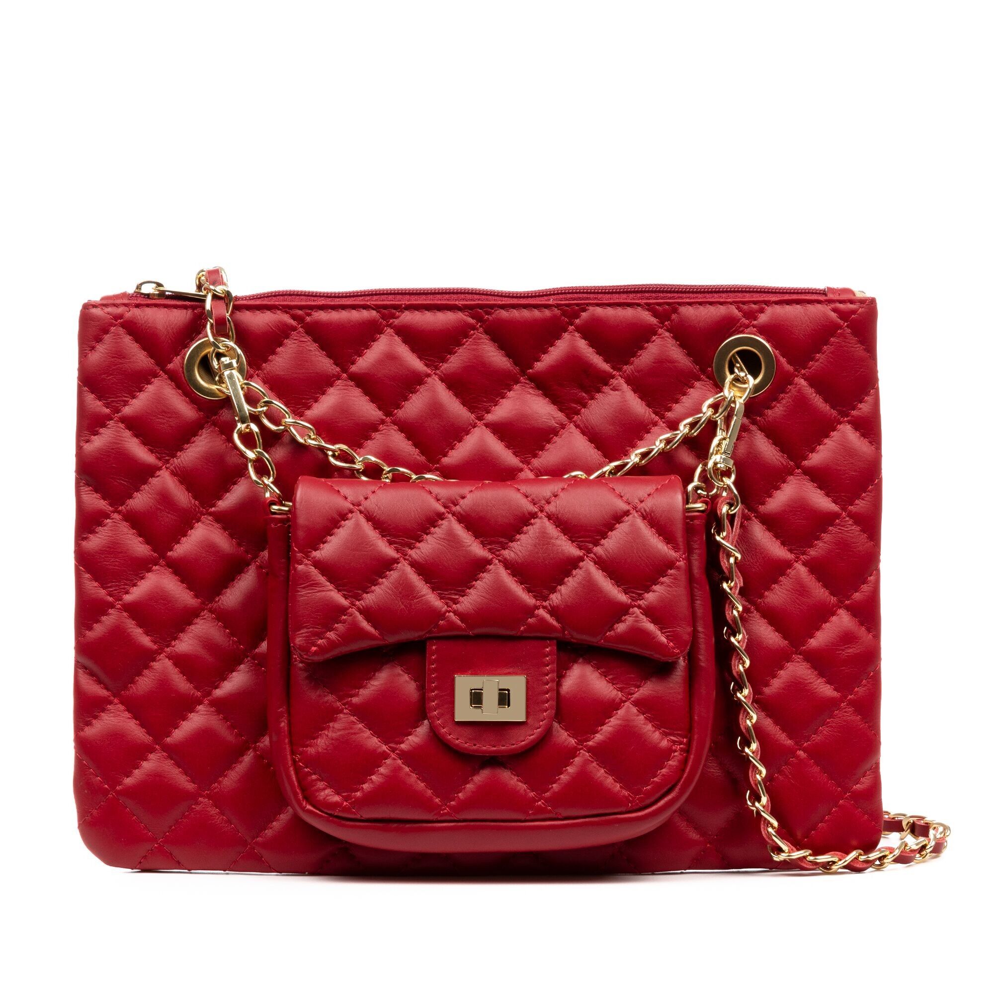 Borsa a tracolla e borsetta Altopascio. Duplice scopo. Vera Pelle Sauvage Trapuntata.