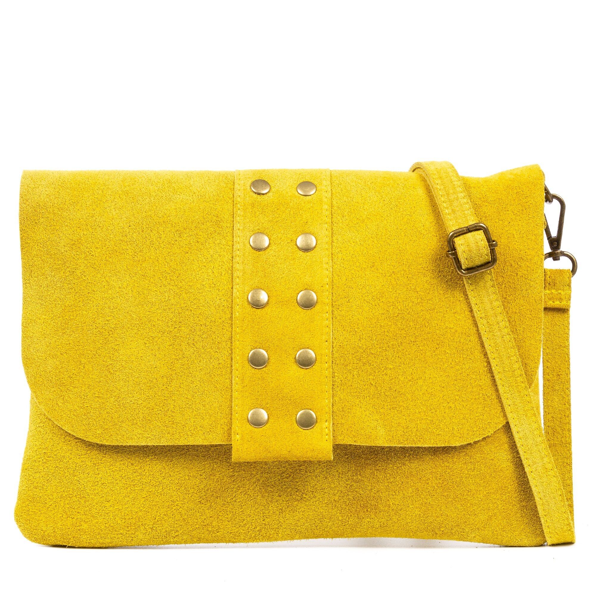 Borsa a tracolla da donna Alpette. Vera pelle scamosciata.