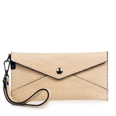 Portefeuille Viola pour femme.Crocodile gravé Crosta en cuir véritable