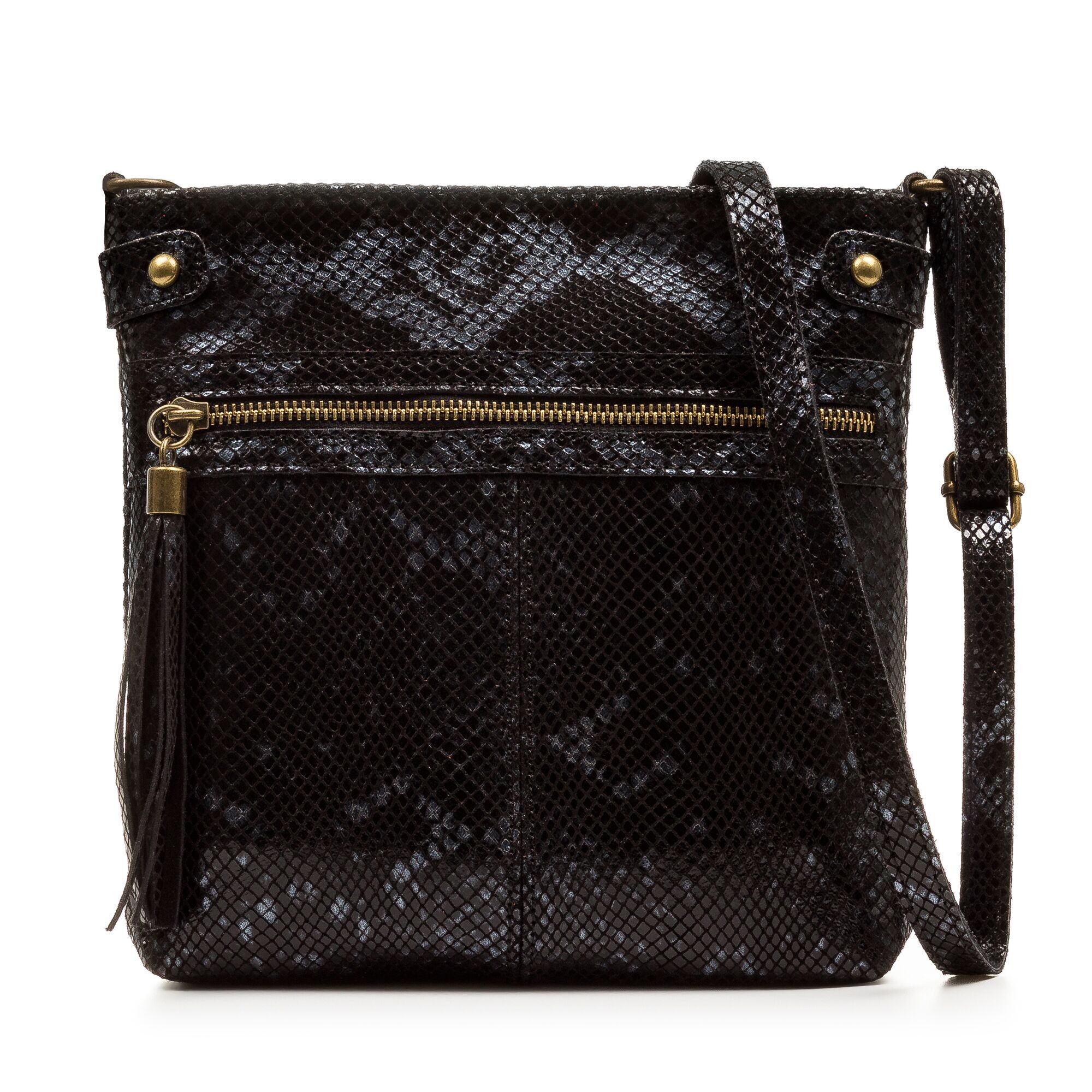Sac à bandoulière Pelagia pour femme.Cuir véritable suédé imprimé serpent