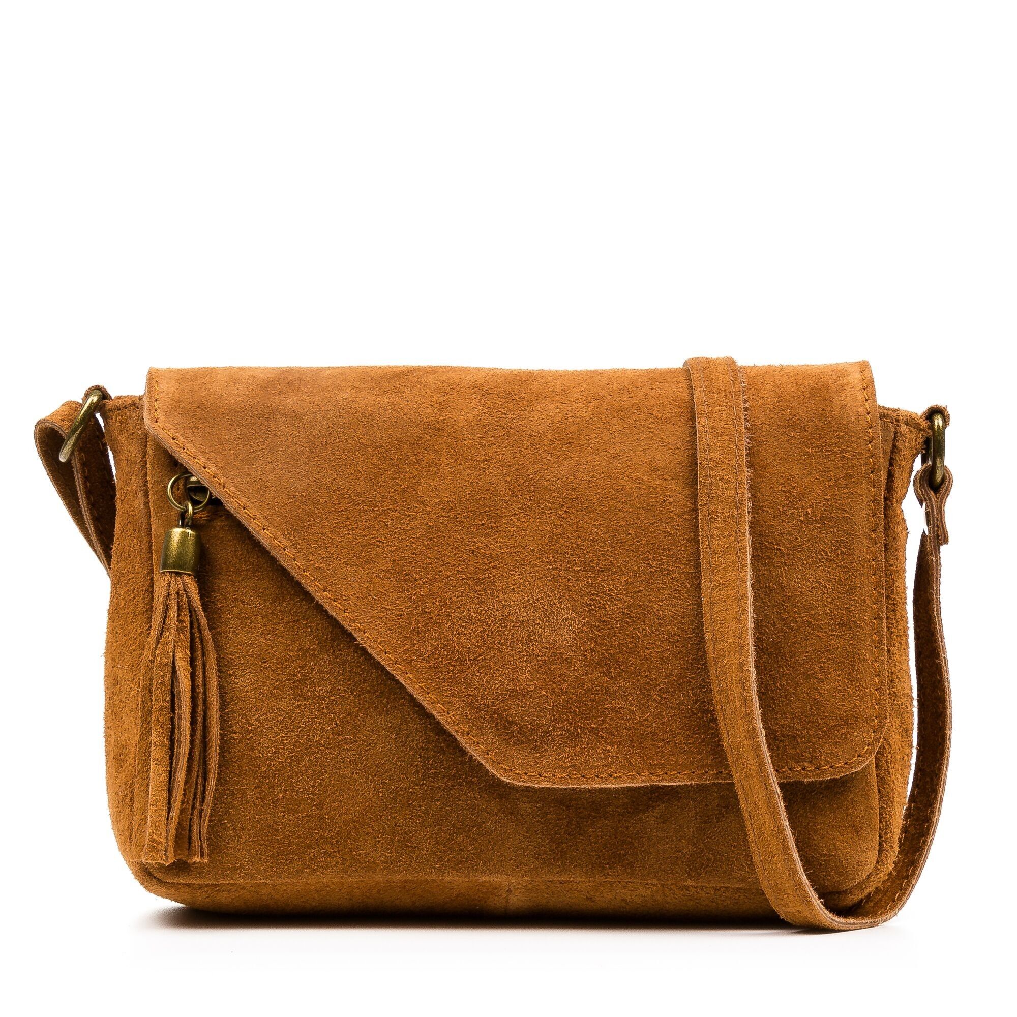 Sac à bandoulière Perla pour femme.Cuir suédé véritable