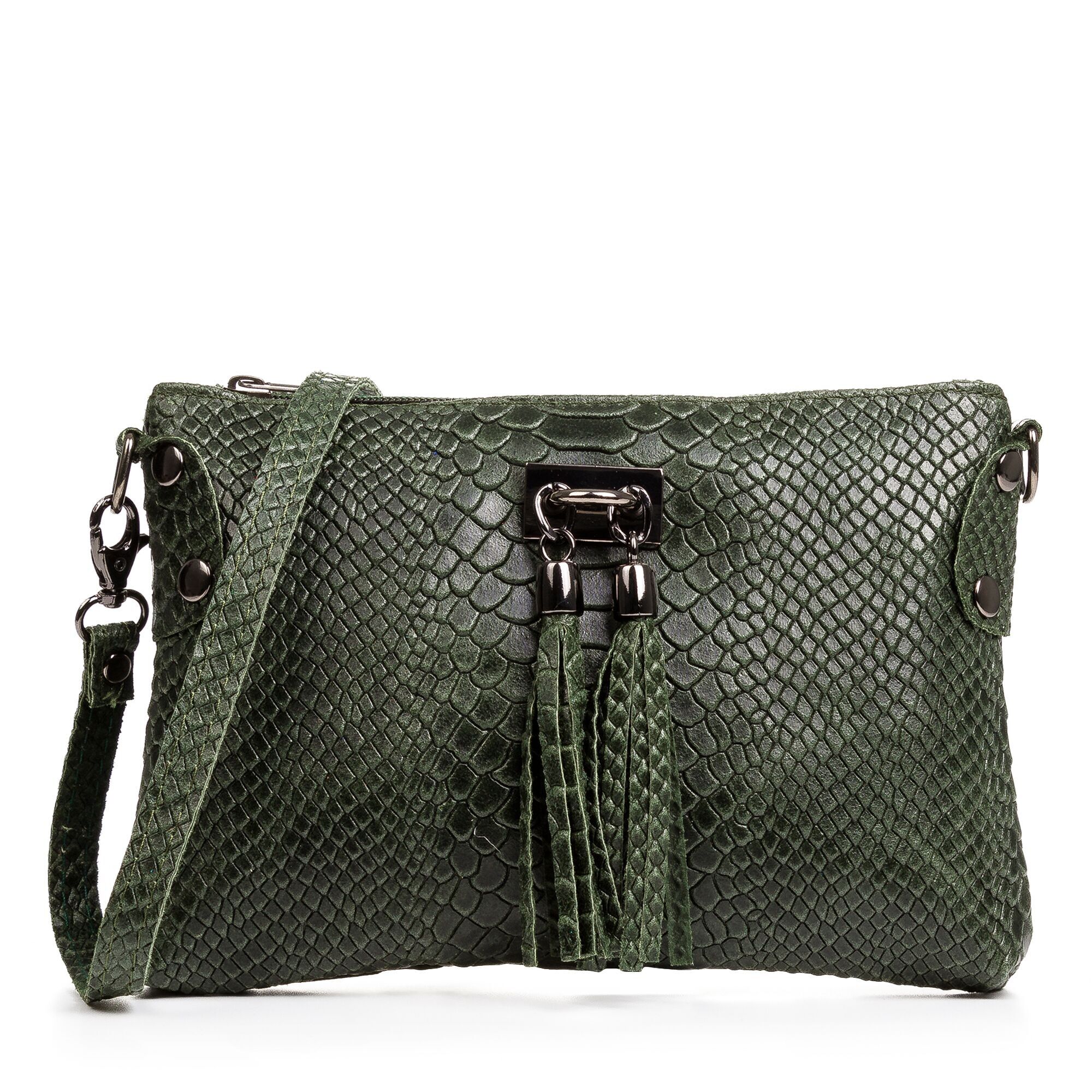 Savina Bolso bandolera Mujer.Piel auténtica Gamuza Grabado Serpiente