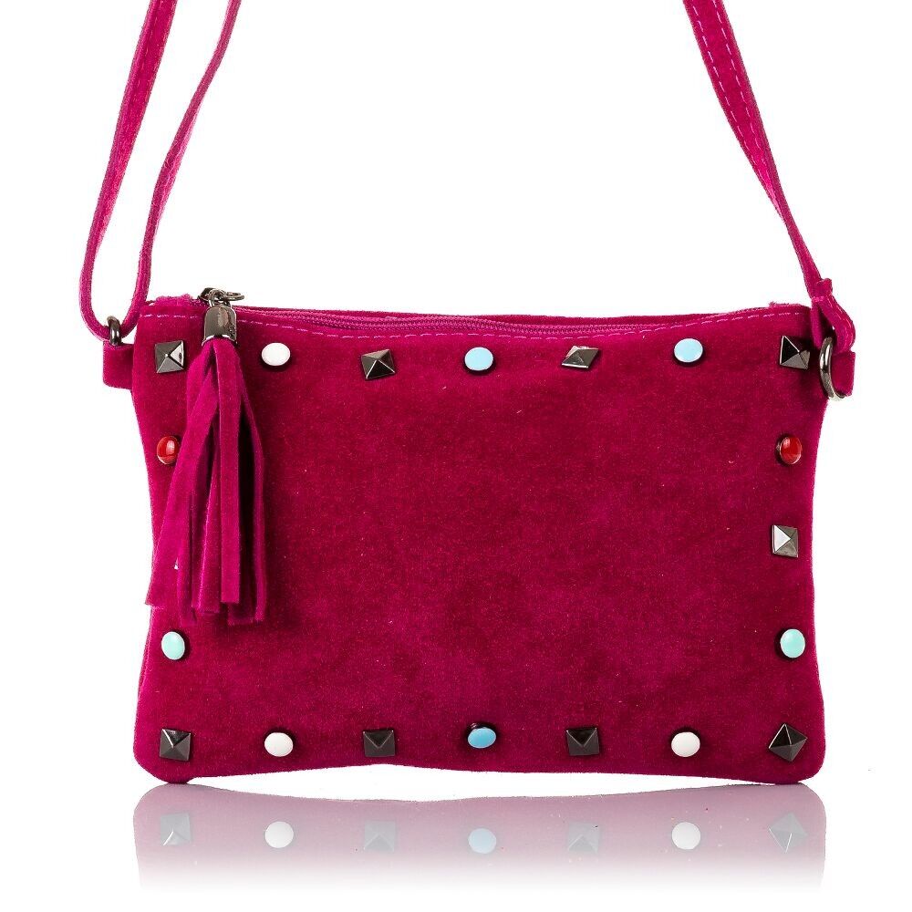 Sac à bandoulière Elda pour femme.Cuir suédé véritable