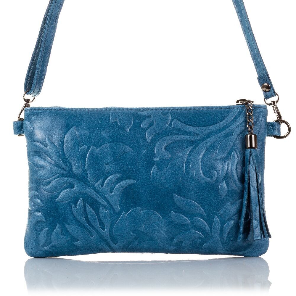 Sac à main Deanna pour femme.Fleurs gravées en cuir véritable et daim