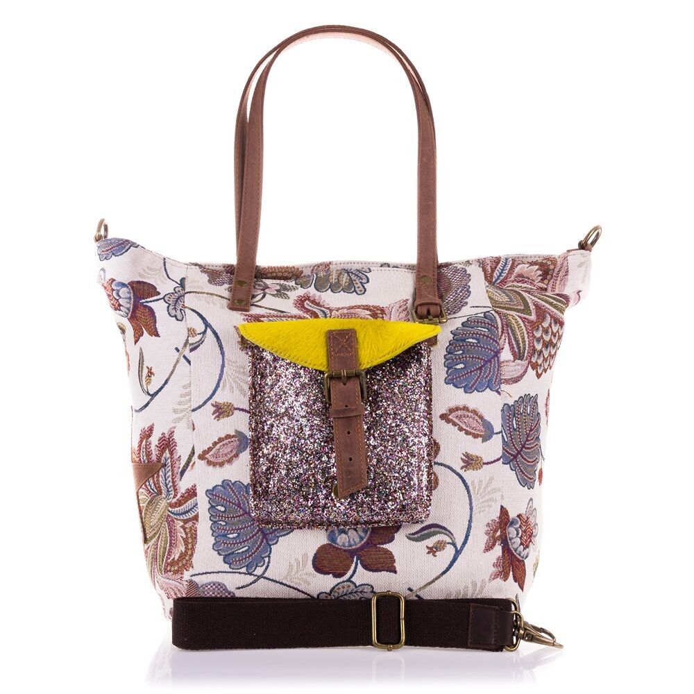 Sac à bandoulière Gubbio pour femme.Tissu en coton imprimé