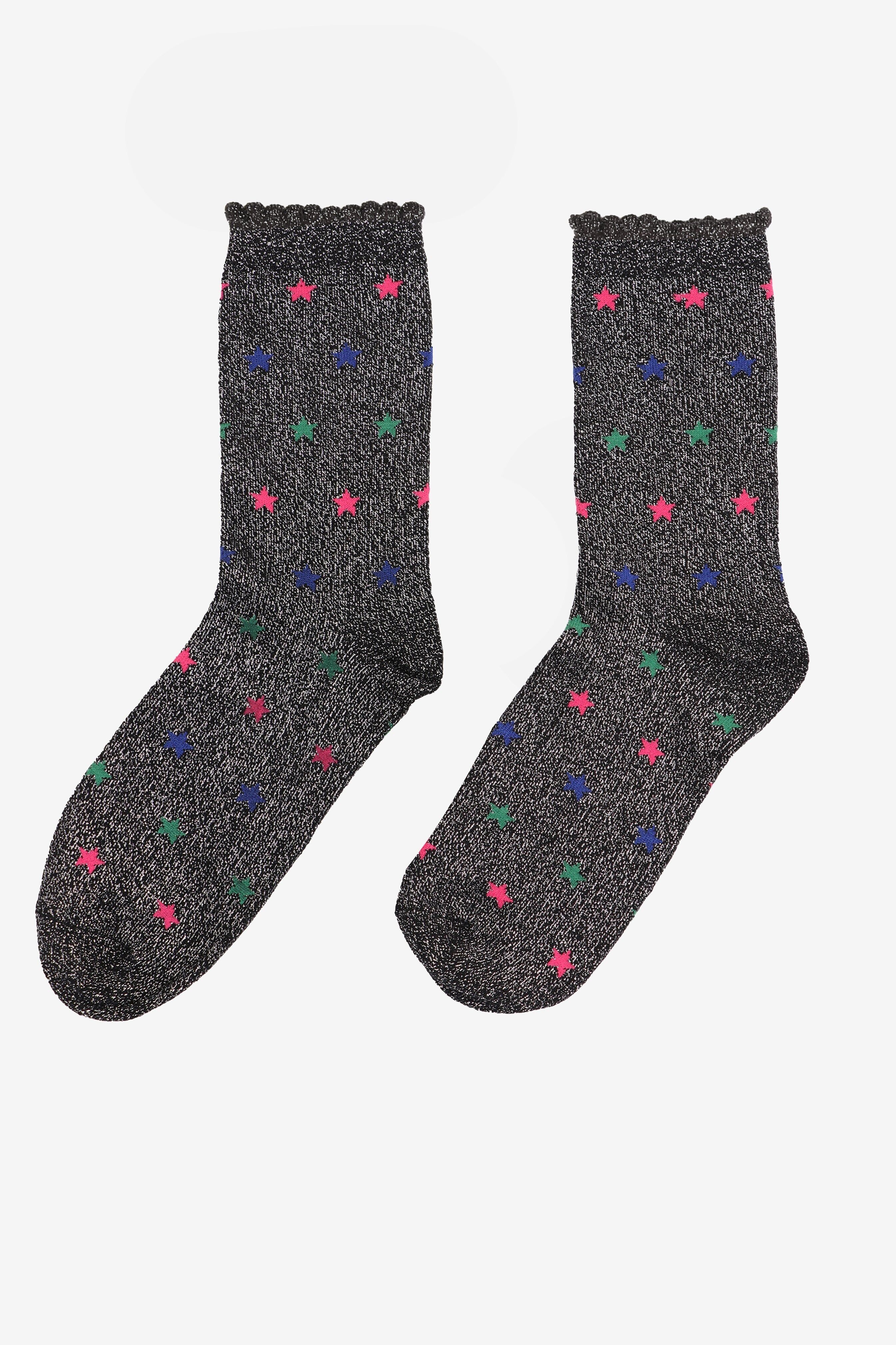 Glitzersocken für Damen - Schwarz/Multi, Sterne