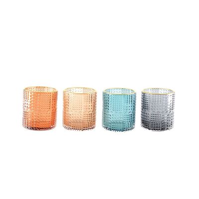 BOUGEOIRS 4 COULEURS AVEC BORDS DORES 8X8X9CM - LOT DE 4