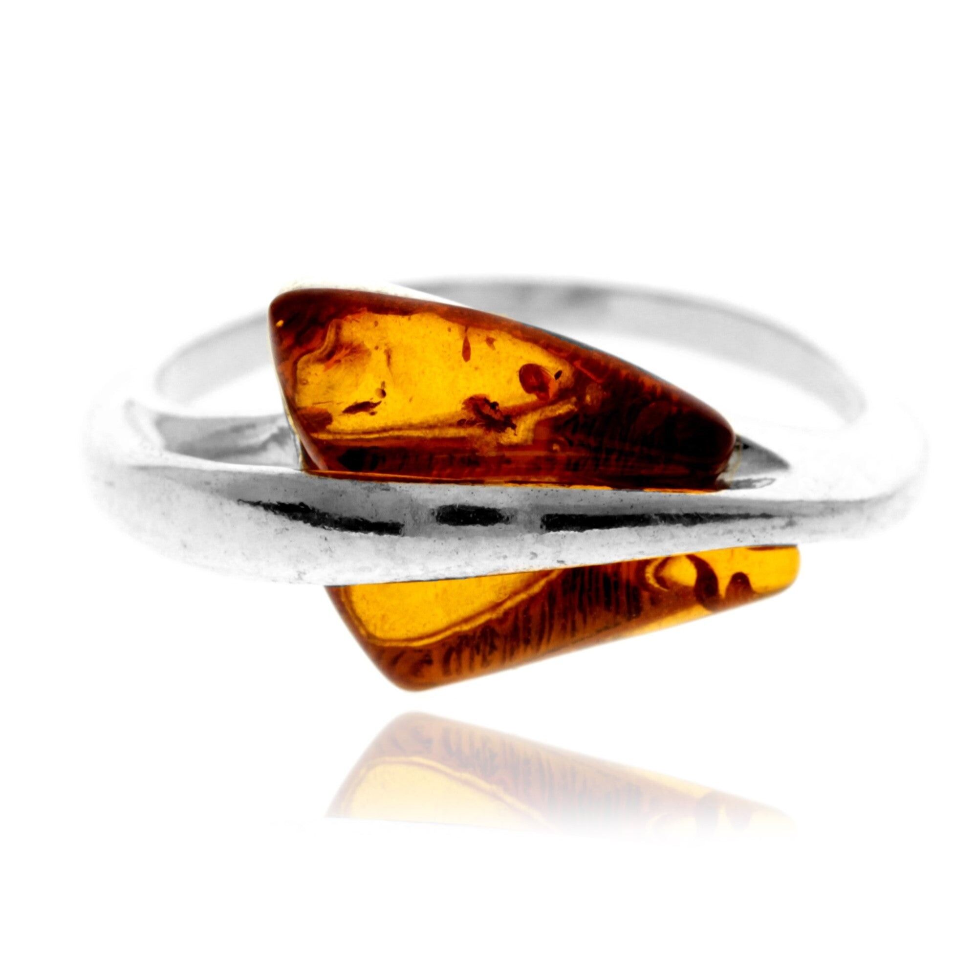 Moderner Ring aus 925er Sterlingsilber und echtem baltischen Bernstein – GL473