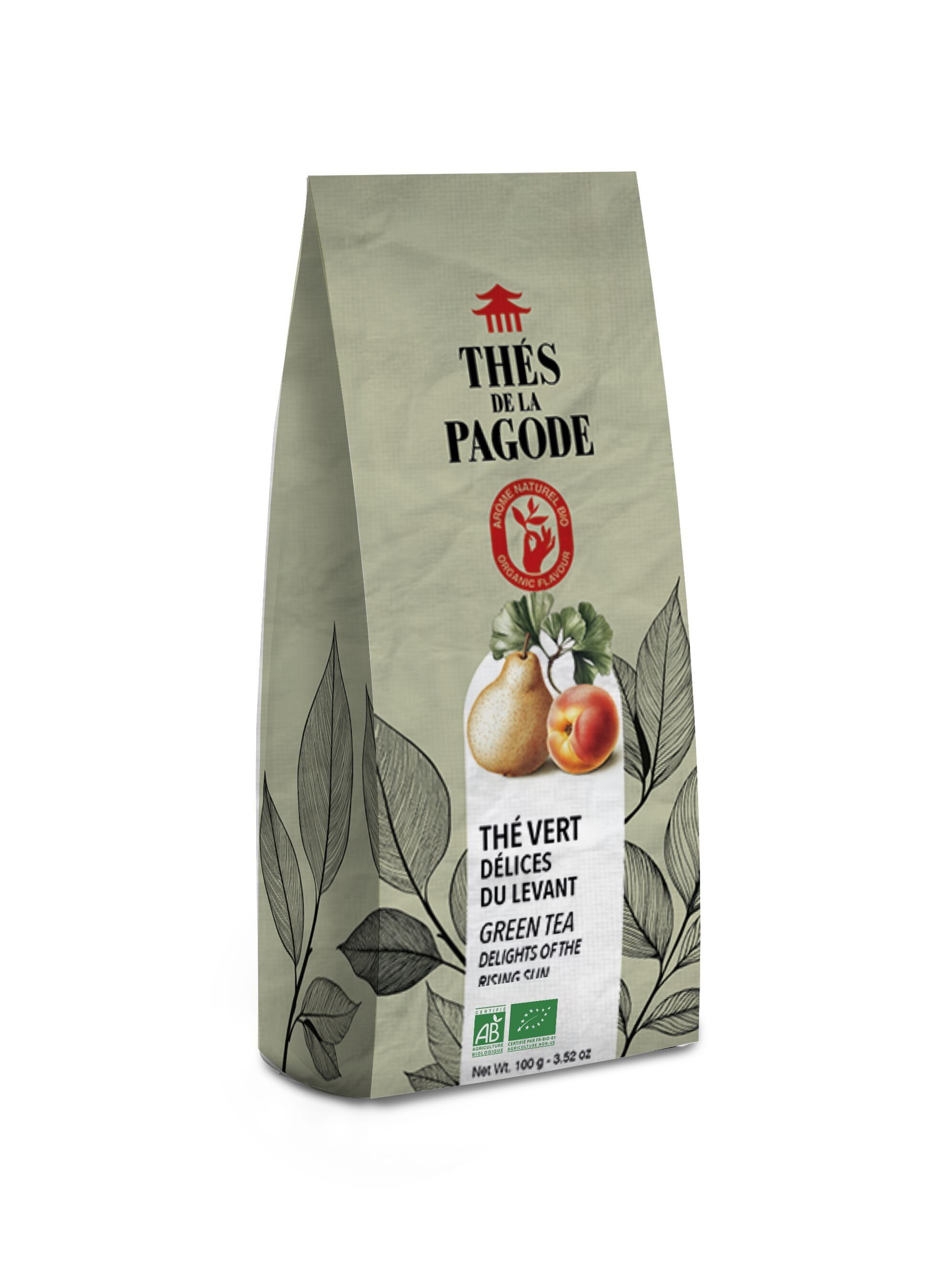 Delicias de té verde orgánico del levante - a granel 100g