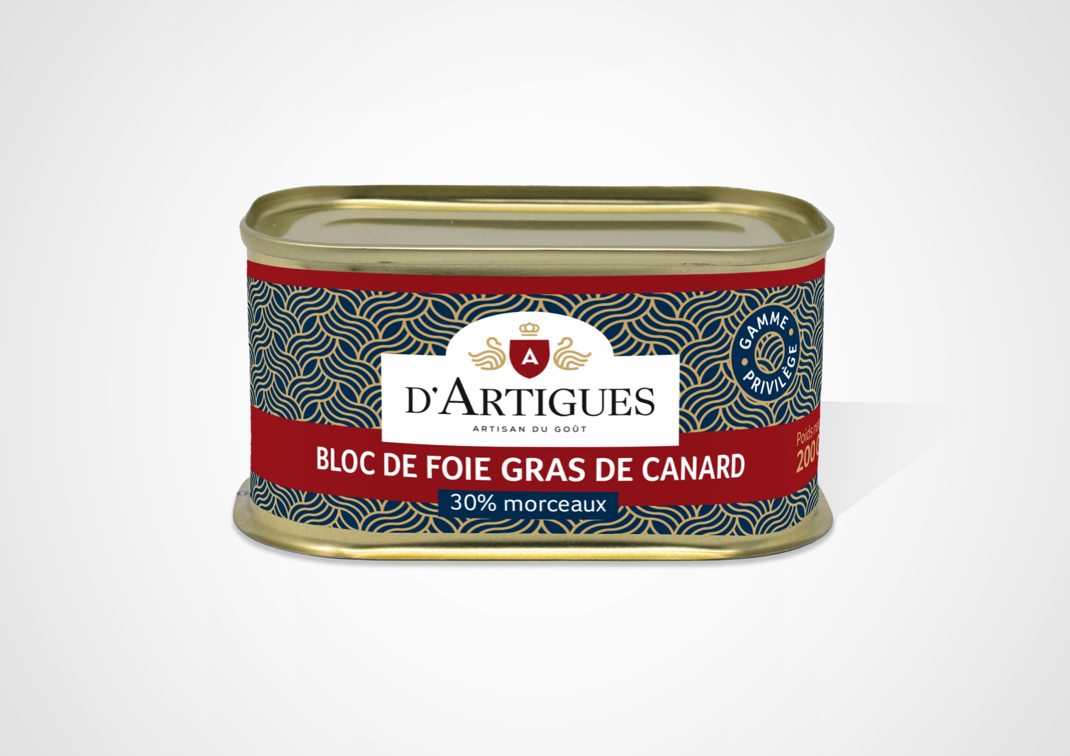 Block of Duck Foie Gras with Pieces 30% Long Shelf Life PRIVILEGE Box 200g