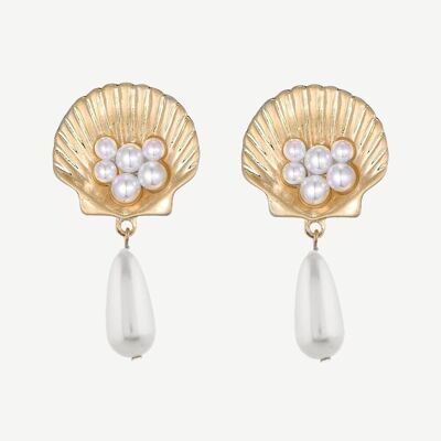 Attina Pearl Drop Earrings - Gold