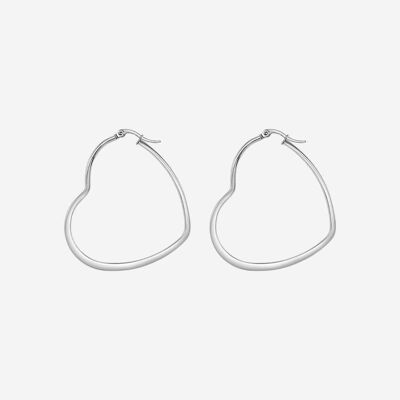Boucles d'oreilles créoles coeur Valentina - Argent 45 mm