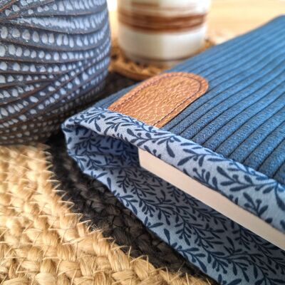 Pochette à livre simple en tissu VELOURS - COBALT