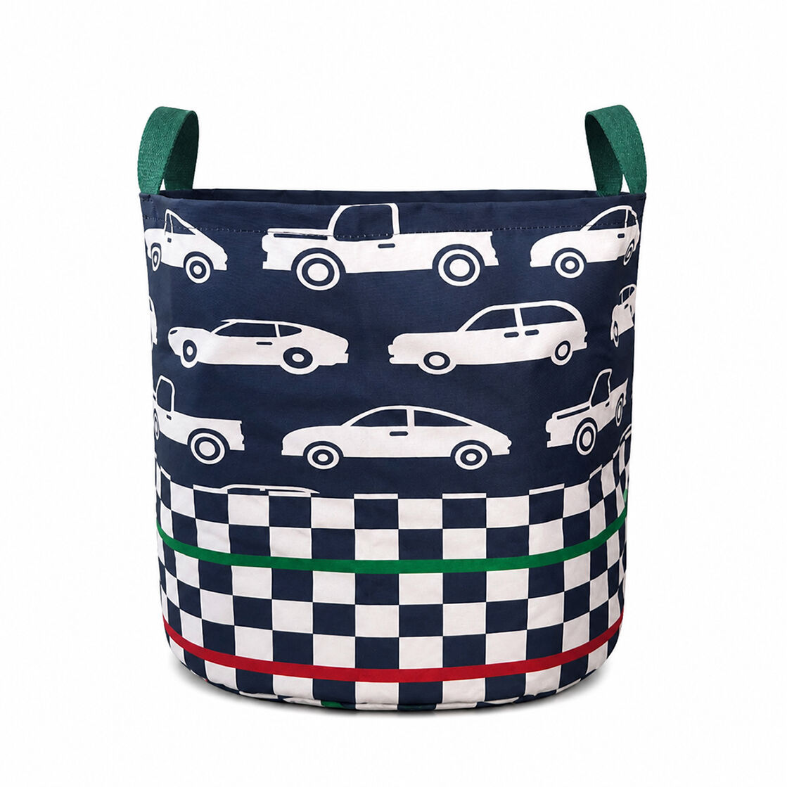 THE TOY Bin Kids Large Toy Container – 50 (d) x 45 (h) x45 (w) Cars and checkers Storage  & Laundry Basket with Handles