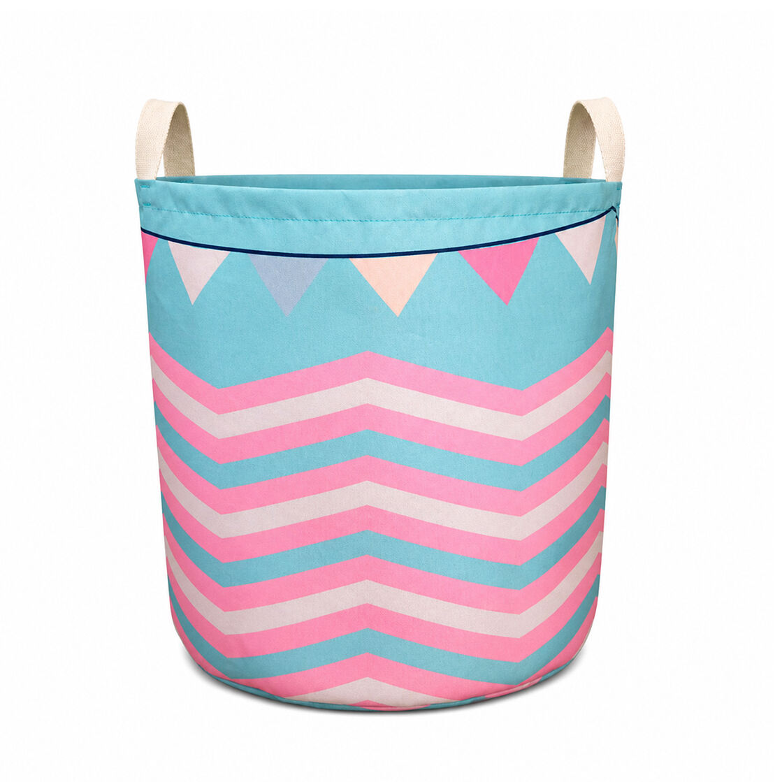 THE TOY Bin Kids Large Toy Container – 50 (d) x 45 (h) x45 (w) Chevron party pattern/ Storage & Laundry Basket with Handles