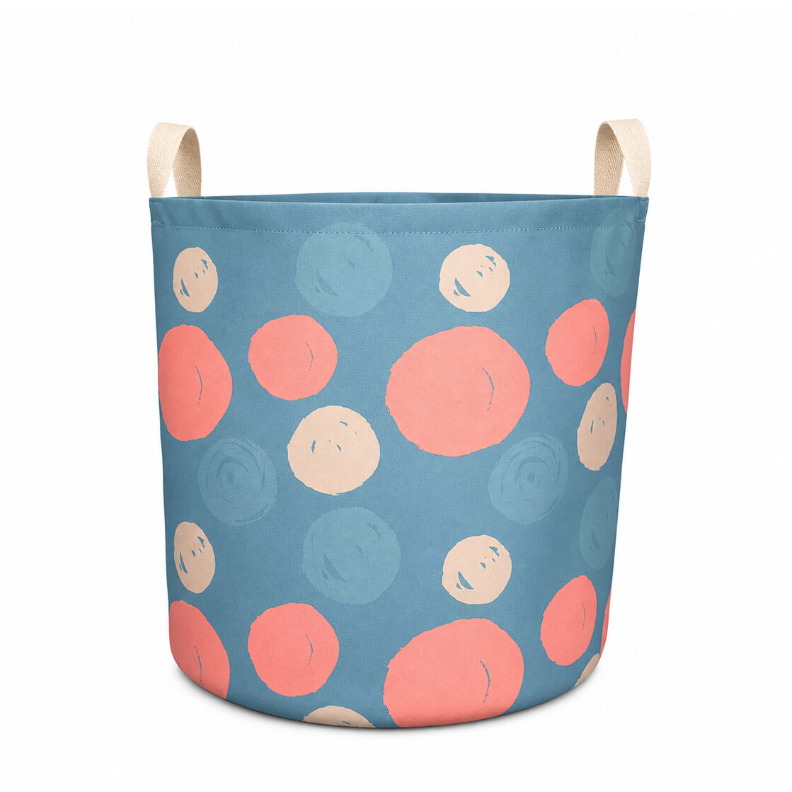 THE TOY Bin Kids Large Toy Container – 50 (d) x 45 (h) x45 (w) Dots pattern/ Storage & Laundry Basket with Handles