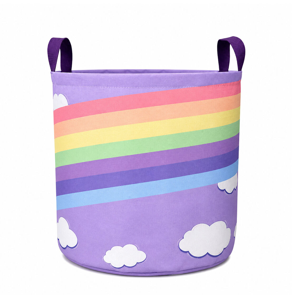 THE TOY Bin Kids Large Toy Container – 50 (d) x 45 (h) x45 (w) Rainbow pattern/ Storage & Laundry Basket with Handles