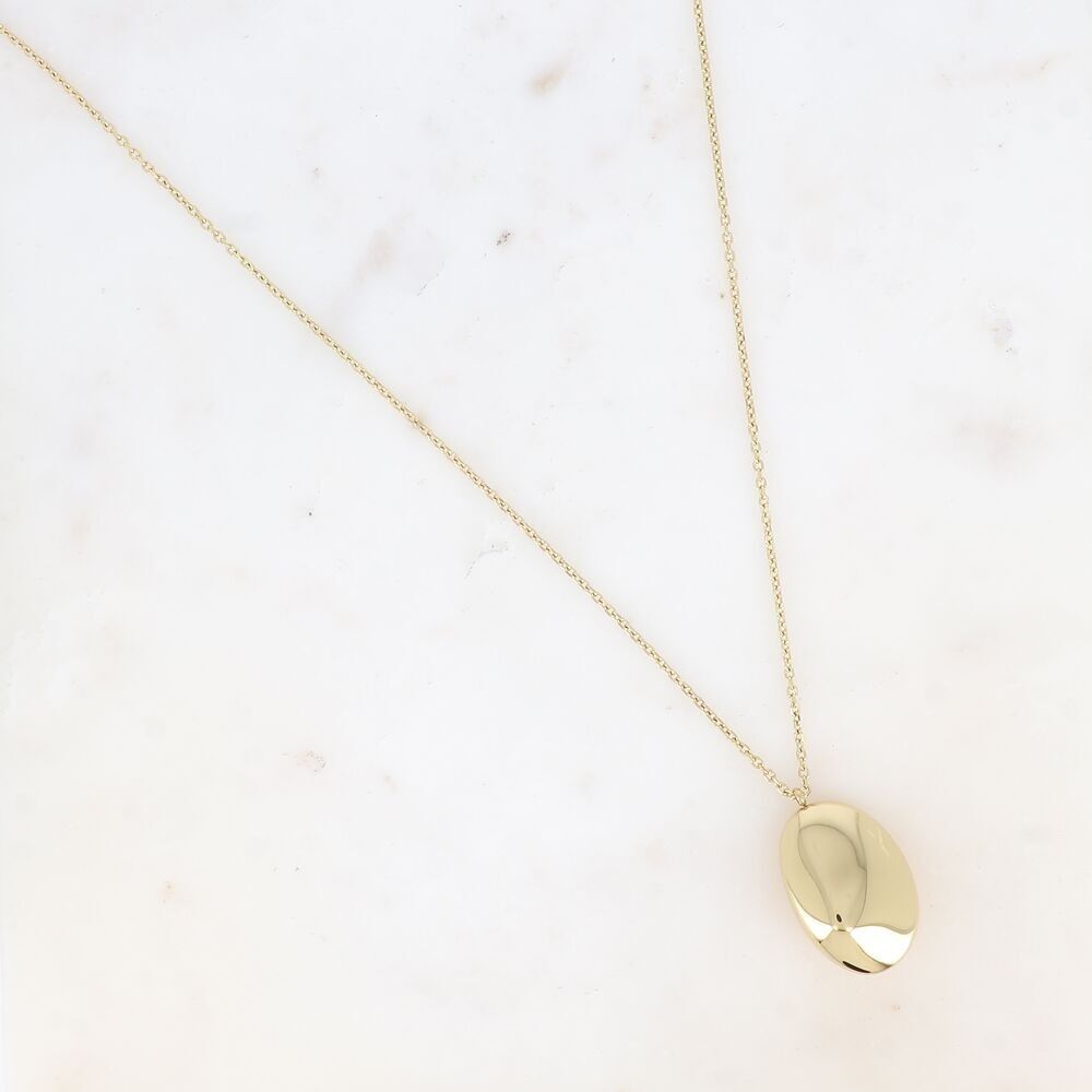 Necklace - large oval mirror effect pendant
