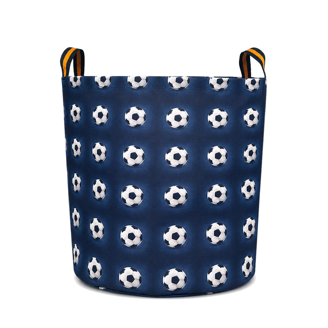 THE TOY Bin Kids Large Toy Container – 50 (d) x 45 (h) x45 (w) Fooballs pattern/ Storage  & Laundry Basket with Handles