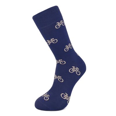 Navy Blue and beige bicycles Bamboo socks